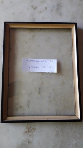 Antiguo Marco;cuadro Con Vidrio  Y Gancho,25.5 X 19.5cm 0