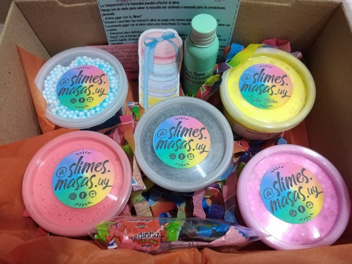 Kit Pack Para Regalar 5 Slimes Medianos En Caja 0