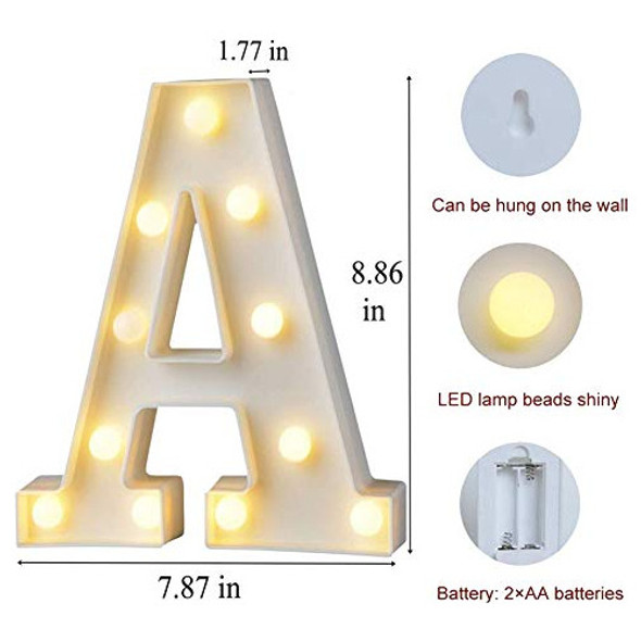 Letra A Iluminada Led Fiesta Boda Cumpleaños Navidad Bar 1