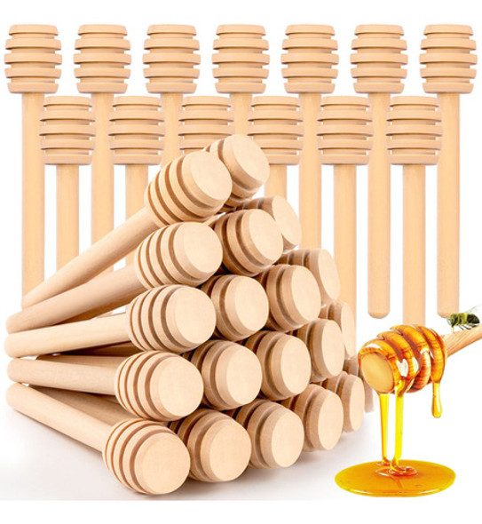 25 Palos De Miel - Palito De Miel De Madera, 3 Pulgadas, Dis 1 25 Palos De Miel - Palito De Miel De Madera, 3 Pulgadas, Dis 1