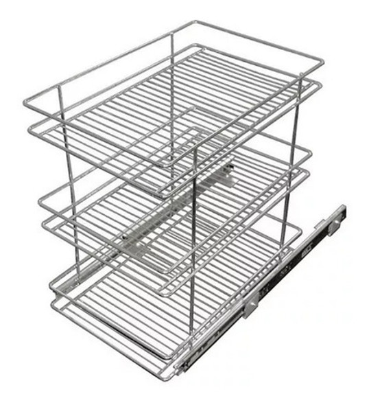 Canasto Extraible Bajo Mesada 3 Nivel 23x53x45 Cromado Fark 0