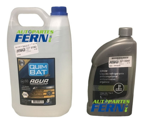 Kit Liqu Refrigerant/anticongel Amarillo Ypf 1lt + Agua 5lt 0