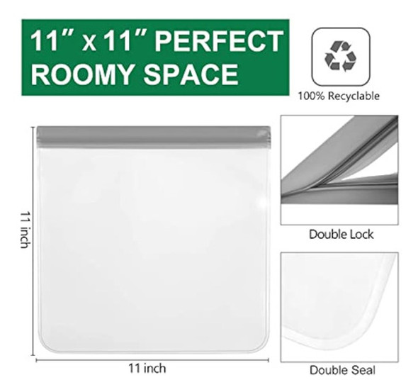 ~? Paquete De 6 Bolsas Reutilizables Para Congelador De Un G 1 ~? Paquete De 6 Bolsas Reutilizables Para Congelador De Un G 1