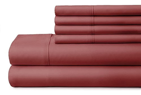 Ienjoy Home Juego De Sábanas De 6 Piezas, King, Borgoña 1