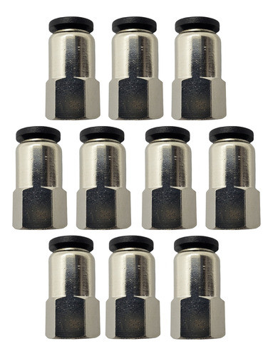 Pack Acople Recto Neumático Rosca Hembra 1/8 Tubo 6mm X 10 0