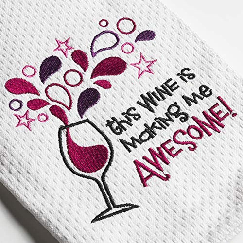 Toalla De Cocina Bordada Chriss Stuff 27 X 18 Este Vino Me E 1