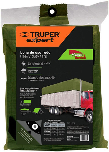 Lona Truper Super Reforzada 6 X 9 M Verde Olivo Uso Rudo 1