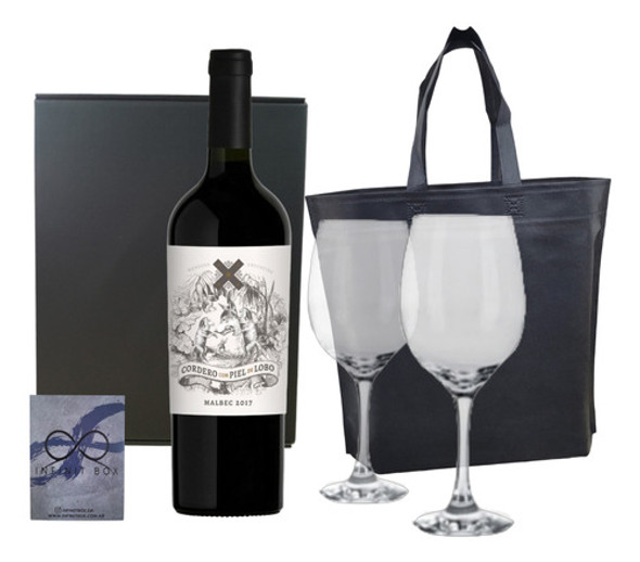 Box Regalo Empresarial Vino Cordero Malbec + 2 Copas Vidrio 0 Box Regalo Empresarial Vino Cordero Malbec + 2 Copas Vidrio 0