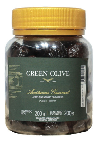 Aceitunas Negras Nat. Griegas Green Olive X 200 Gr. Esc. Pet 0