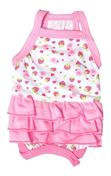 Stock Show Pet Dog Cute Pink Dresses Con Strawberry Printing 0
