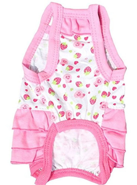 Stock Show Pet Dog Cute Pink Dresses Con Strawberry Printing 1