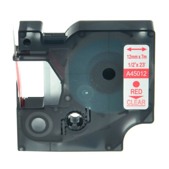 1pk 45012 Rojo En Casete De Cinta Etiqueta Clara Para Dymo D 0