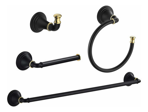 Set De 4 Accesorios Para Baño Negro Mate Marmolux Acc -83hd 0