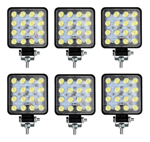 Kit 6 Faros 16 Leds Auxiliar Universal Auto Camioneta 4x4 0
