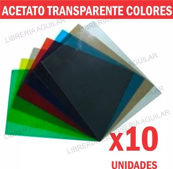 10 Acetato Laminas De Colores 50x70cm Cristal Transparentes 0