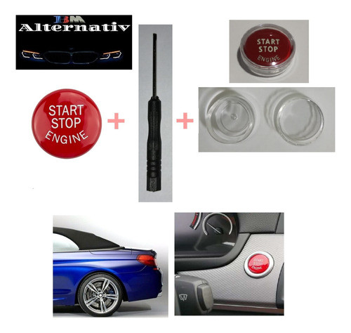 Cubierta/tapa Botón Encendido Start/stop Bmw Rojo Brillante 1
