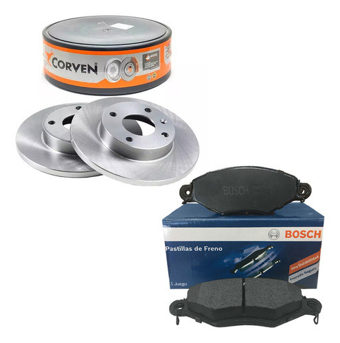 Discos Freno Del + Pastillas Bosch P/ Peugeot 206 1.4 8v 0