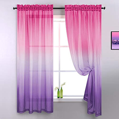 Cortinas Púrpuras Y Rosas Transparentes Para Decoración De D 0