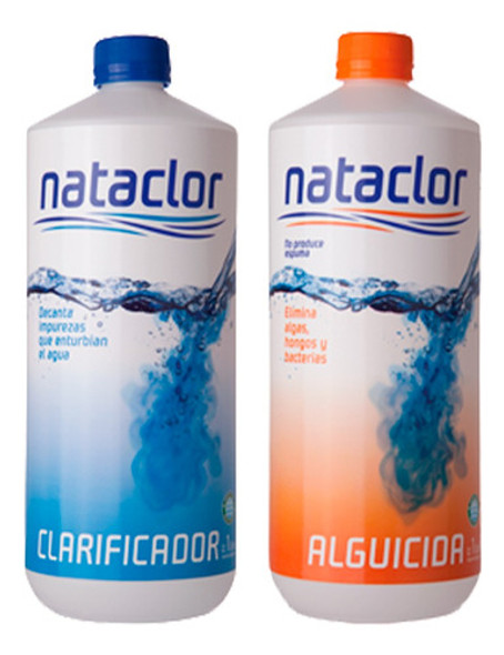 Combo Clarificador Mas  Alguicida X 1l Para Pileta Nataclor 0