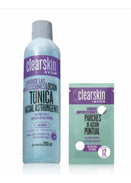 Pack Tonico + Parches Acción Puntual Avon Claerskin 0