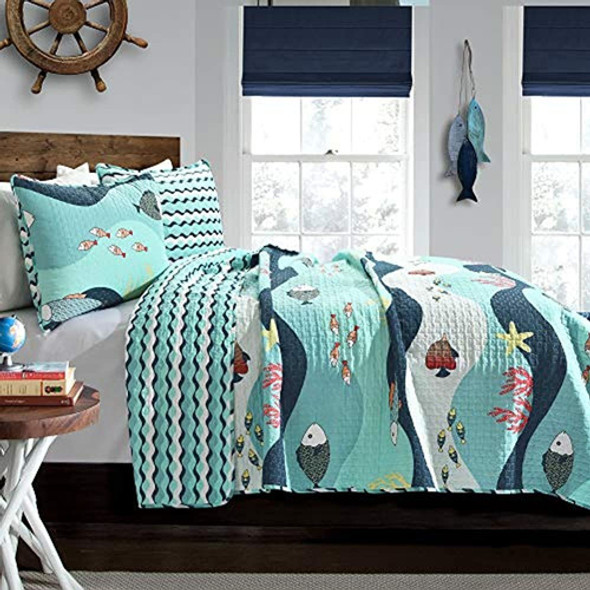 Lush Decor Sealife 3piece Quilt Set Fullqueen Blue 1 Lush Decor Sealife 3piece Quilt Set Fullqueen Blue 1