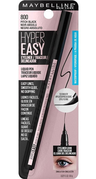 Delineador De Ojos Maybelline Hyper Easy Líquido. Negro 0