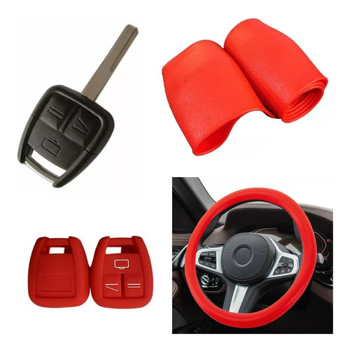 Cubre Volante + Funda Llave Silicona Chevrolet Astra - Rojo 0