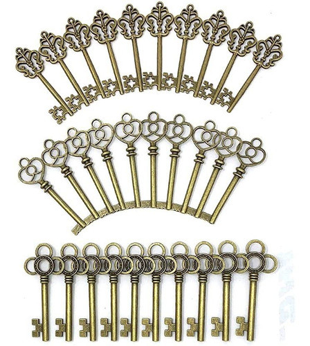 Llaves En Bronce Antiguo En 57 Y 63 Mm Pack 30 0