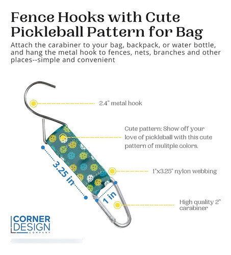 Ganchos De Valla Con Lindo Patrón De Pickleball Para Bolsa, 1