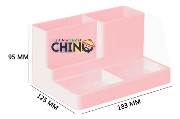 Organizador De Escritorio Ibi Craft Cuatro Div. Rosa Pastel 1