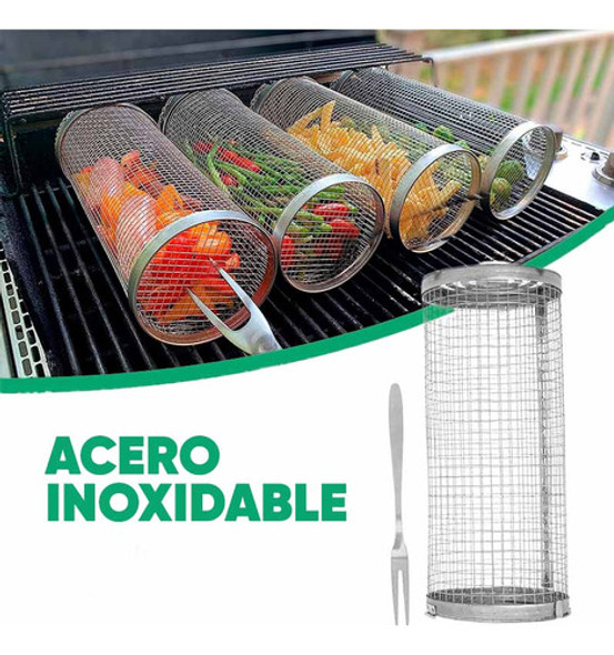 Canasto Circular Para Parrilla De Acero Inoxidable 1