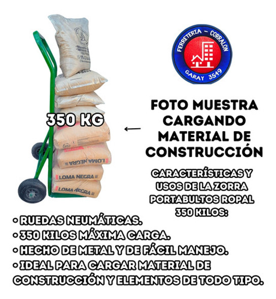 Carro Zorra Portabultos 350kg Ropal Reforzada Rueda Neumátic 1