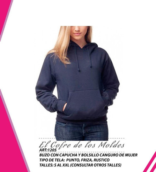 Molde Digital Buzo C / Capucha Mujer, Pack Talles S Al Xxl 1