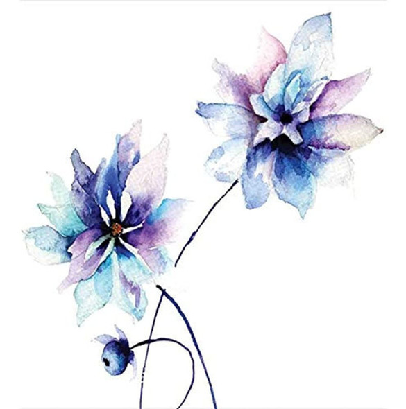 Juego De Funda Nórdica Con Flores De Acuarela Por Ambesonne, 1