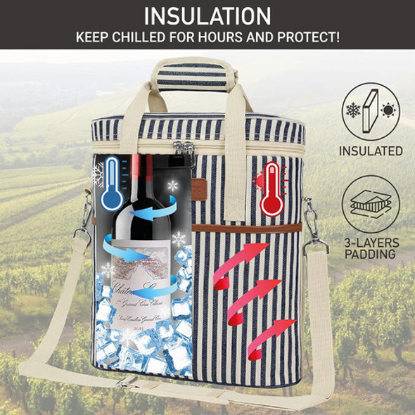 Bolso Aislado Para 3 Botellas De Vino, Ideal Picnic Playa 1