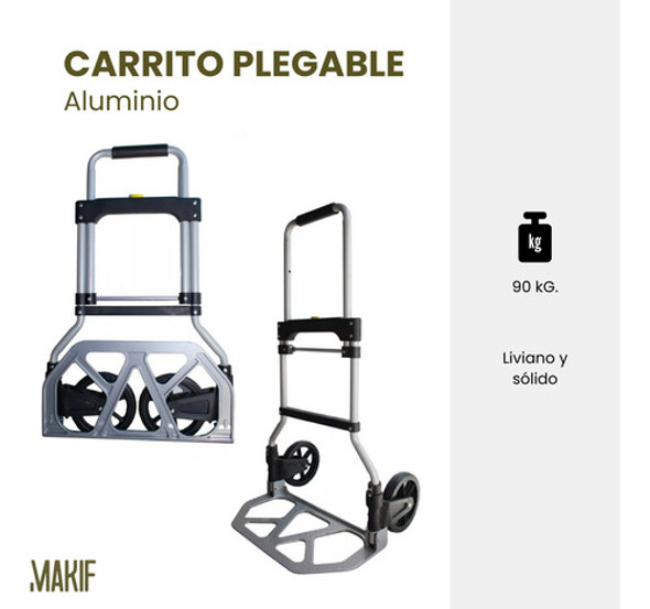 Carrito Plegable Aluminio 90kg Reforzado Zorra Carro +tensor 1 Carrito Plegable Aluminio 90kg Reforzado Zorra Carro +tensor 1