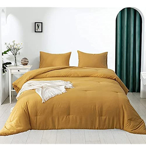 Karever, Juego De Edredón Amarillo Mostaza, Juego De Cama Ki 0
