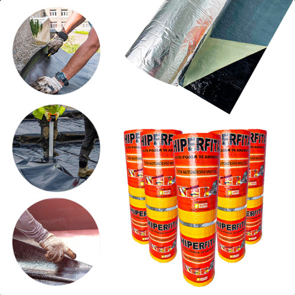 Kit 5 Manta Asfáltica Aluminizada Telhado Calha  60 Cm 10m 0
