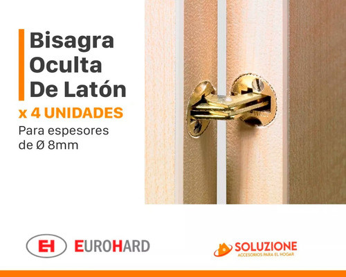 Bisagra Oculta De Latón Diámetro 8mm Eurohard X 4 Unidades 1