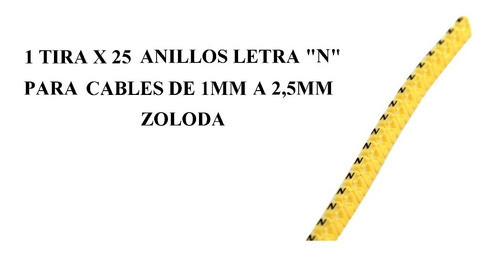 Anillo Identificador Cables 1 A 2,5mm Letra N Zoloda X Tira 1