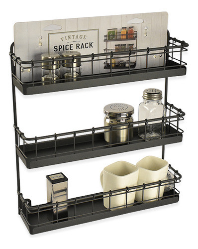 Especiero Vintage De Pared Con 3 Estantes 0