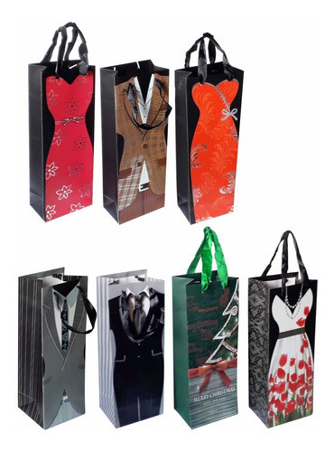 12 Bolsas Para Botella De Vino - Varios Diseños 0