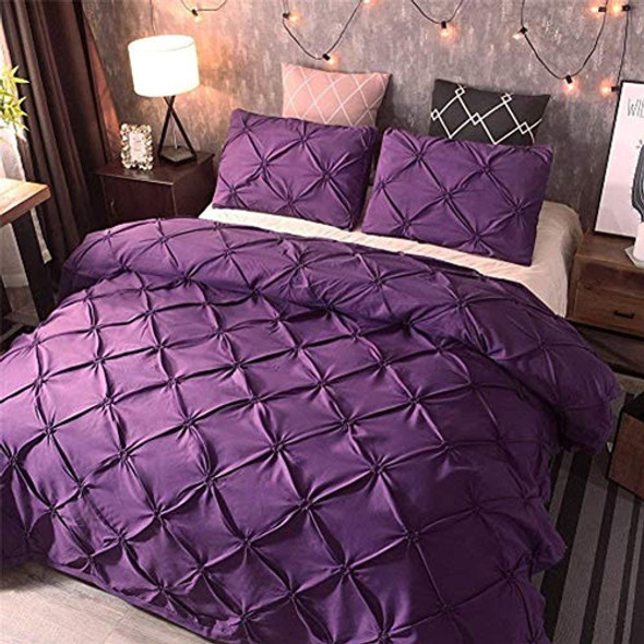 Feelyou Pintuck Juego De Funda Nórdica King Size Purple Pinc 1 Feelyou Pintuck Juego De Funda Nórdica King Size Purple Pinc 1