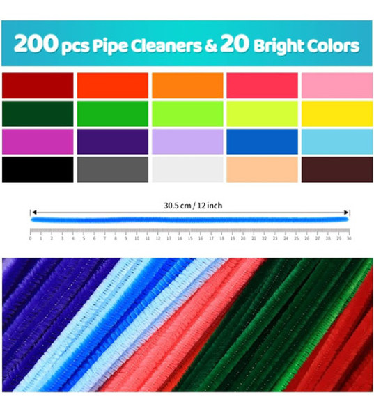 Conjunto De 200 Limpiapipas De 20 Colores Para Arte 1