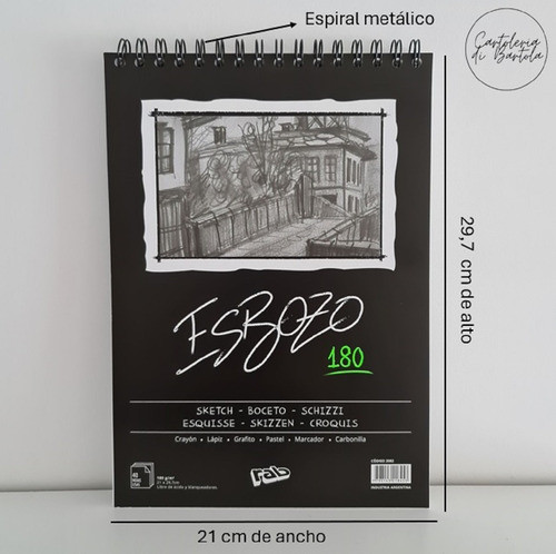 Block Dibujo Esbozo A4 Blanco Liso 180 Grs 1