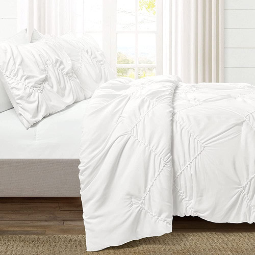 Exuberante Decoración Ruched Chevron 3 Piezas Edredón Set, R 0