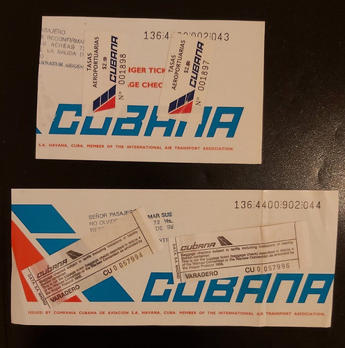 Tarjeta Antigua Tapa De Pasaje Cubana De Aviacion Gabym 1
