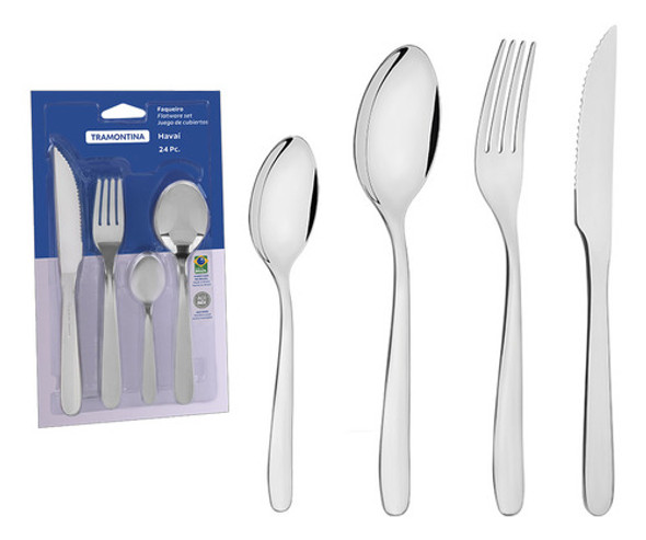 Juego Cubiertos Tramontina Havaí 24 Piezas Acero Inoxidable 0