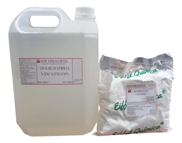 Combo Bicarb. Sodio 1 Kg + 5 Lts. Vinagre Limpieza 10 % 0
