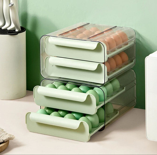 Huevera Organizador P/ Almacenar Huevos Doble Piso Apilables 1